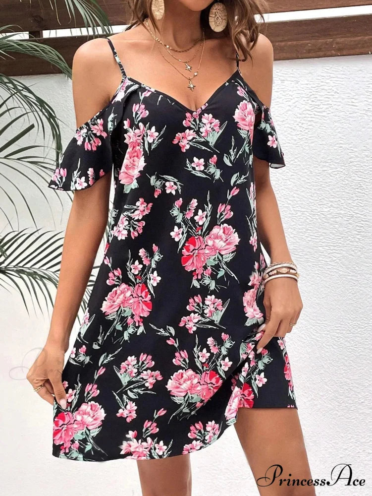Seductive Bandeau Patterned Summer Flower Dress