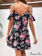 Seductive Bandeau Patterned Summer Flower Dress
