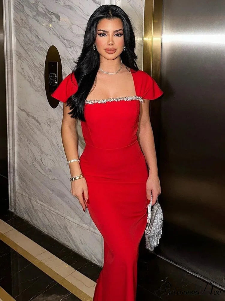 Seductive Cascade Crystal Bandage Gown Formal Gown