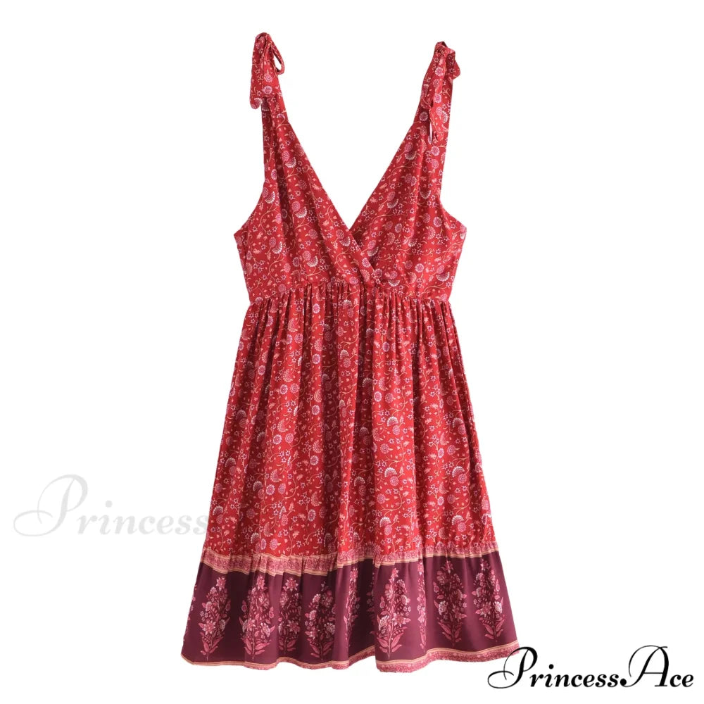 Seductive Deep Plunging Neckline Sleeveless Bandeau Mini Boho Dress