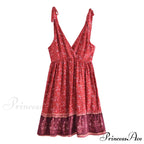 Seductive Deep Plunging Neckline Sleeveless Bandeau Mini Boho Dress