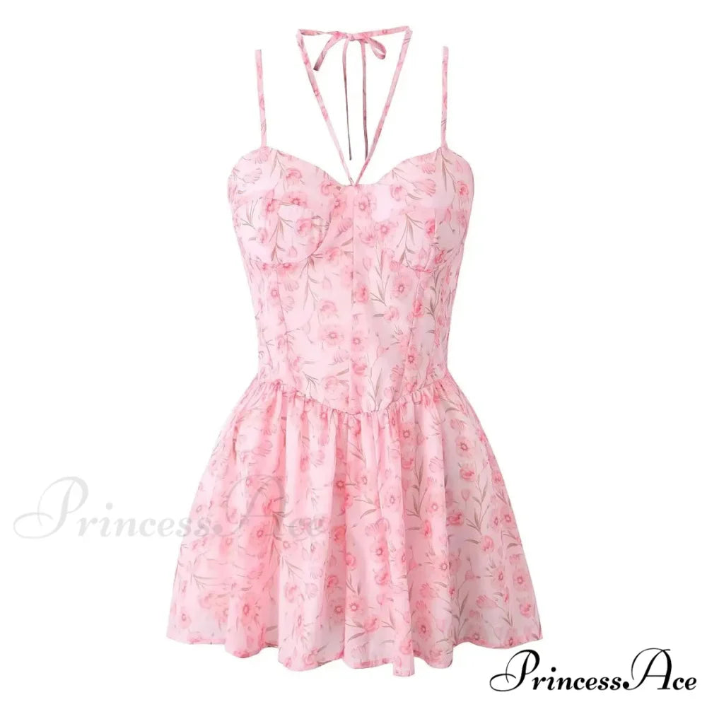 Seductive Halter Sling Floral Print Jumpsuit Floral Dress