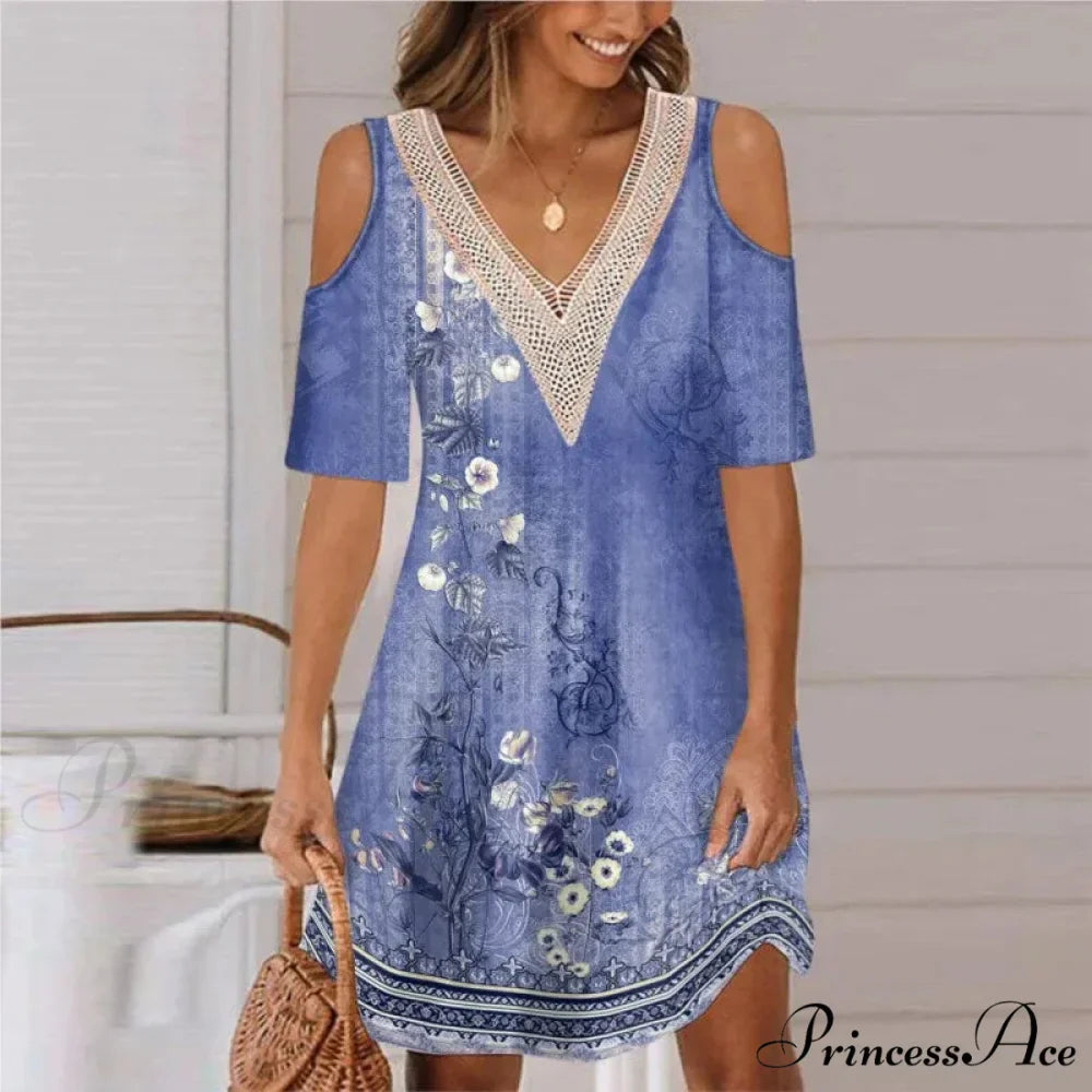 Seductive Off Shoulder Lace Splicing Celebration Floral A-line Dress