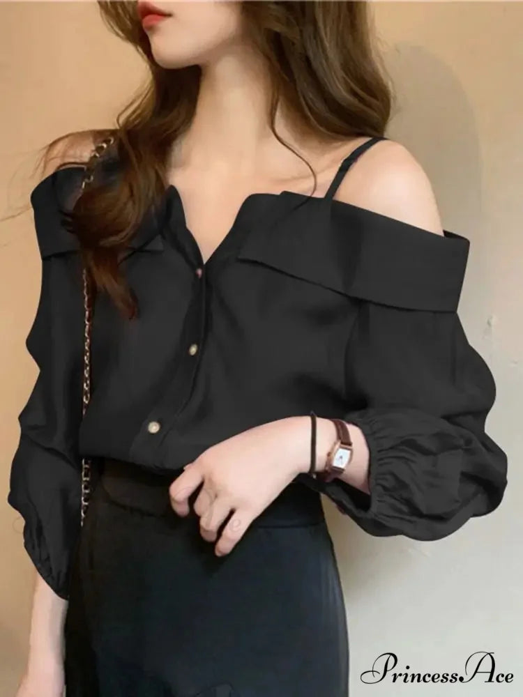 Seductive Off Shoulder Ruffled Monochrome Top