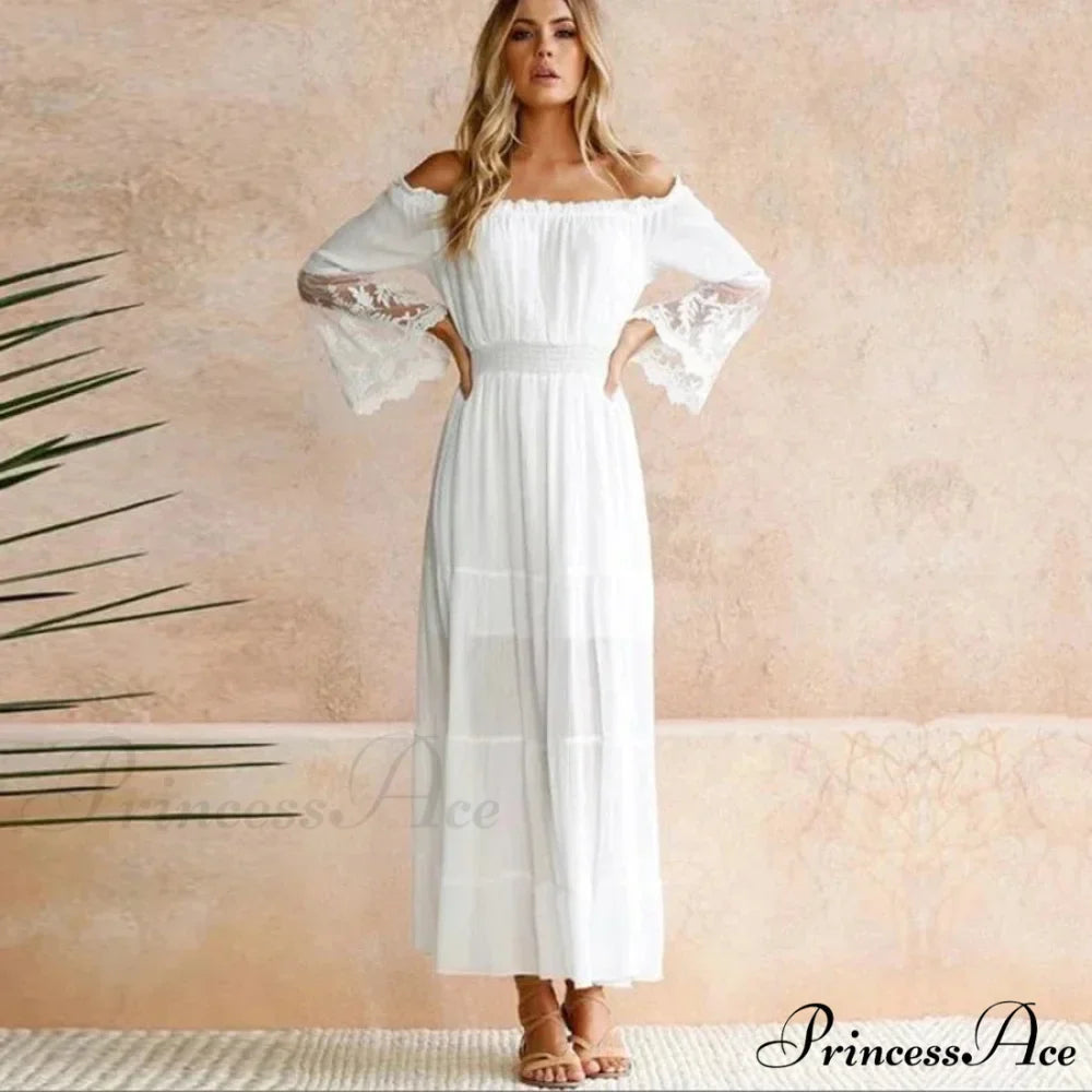 Seductive Off-The-Shoulder Lace Bohemian Dress
