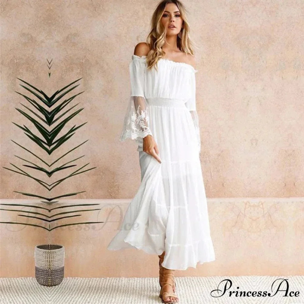 Seductive Off-The-Shoulder Lace Bohemian Dress