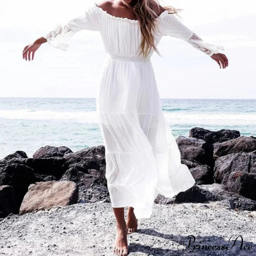 Seductive Off-The-Shoulder Lace Bohemian Dress