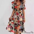 Seductive Plunging Neckline Flower Swing Dress