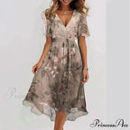 Seductive Plunging Neckline Flower Swing Dress