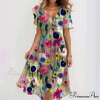 Seductive Plunging Neckline Flower Swing Dress