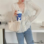 Seductive Stitched Blossom Knitted Top Celebration Blouse