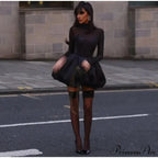 See Through Mini Turtleneck Party Dress