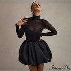 See Through Mini Turtleneck Party Dress