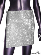 See Through Rhinestone Mini Skirt