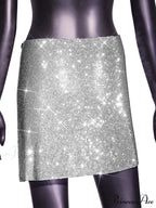 See Through Rhinestone Mini Skirt