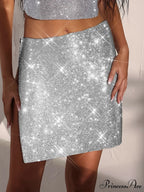 See Through Rhinestone Mini Skirt
