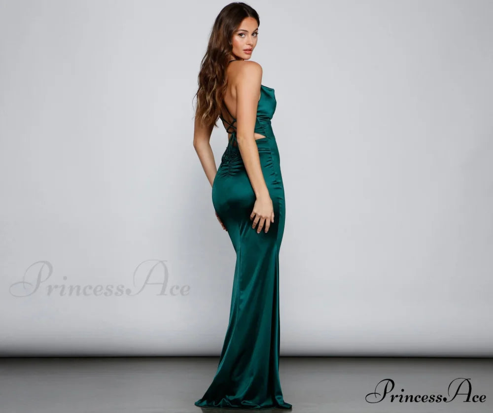 Selena Ruched Stylish Satin Mermaid Dress
