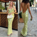 Sequin Backless Hip Package Party Dress