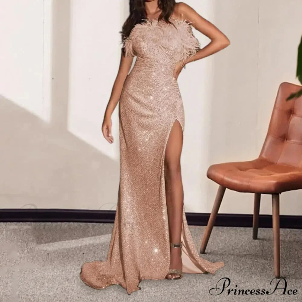 Sequin Bandeau Off-Shoulder Party Dress