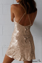 Sequin Crisscross Back Dress