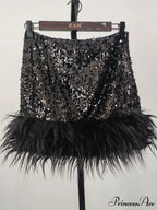 Sequin Feather Women's Short Party Skirt