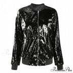 Sequin Green Bomber Zipper Coat