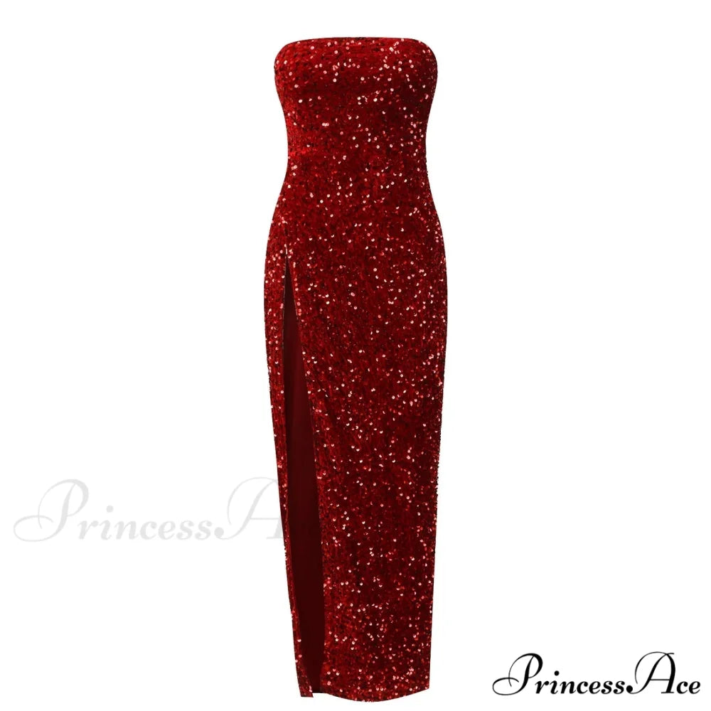 Sequin High Slit Christmas Party Dress