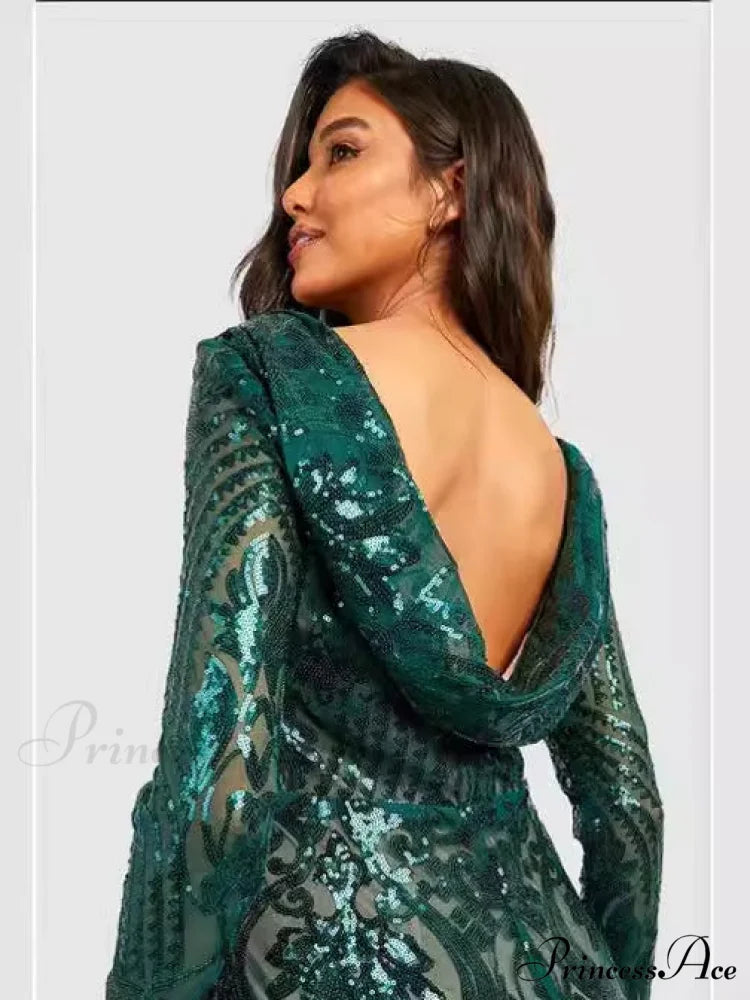 Sequin Hood Stylish Party Dress