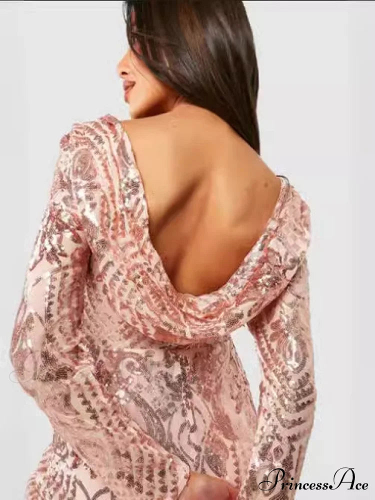 Sequin Hood Stylish Party Dress