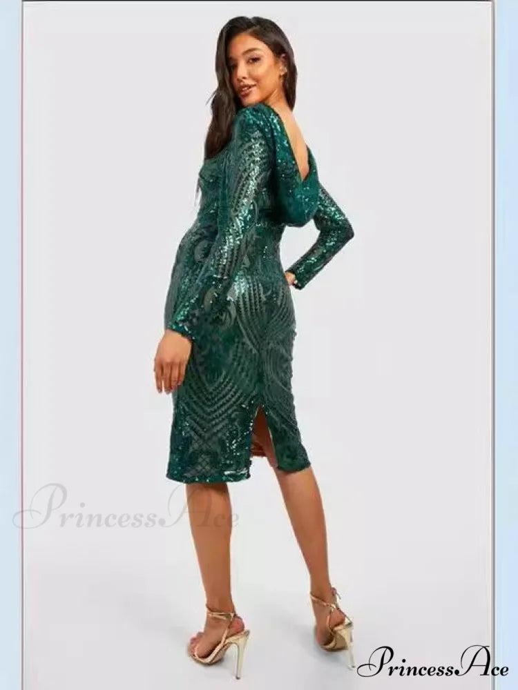 Sequin Hood Stylish Party Dress