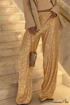 Sequin Long Straight Pants
