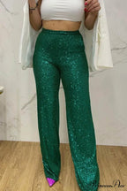 Sequin Long Straight Pants