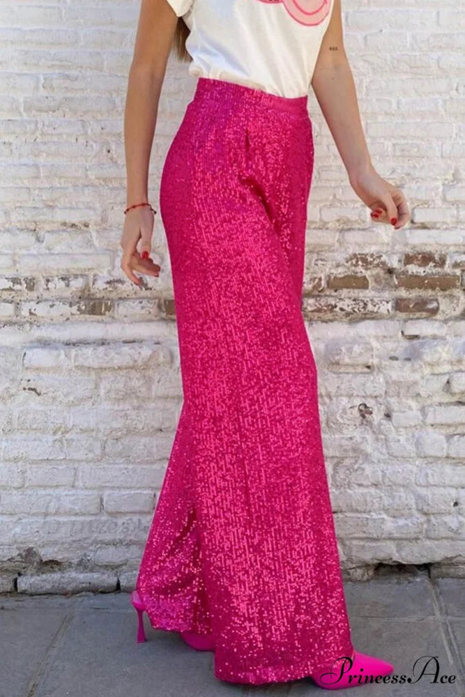 Sequin Long Straight Pants