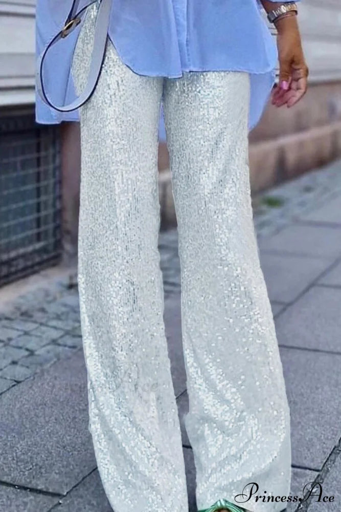 Sequin Long Straight Pants