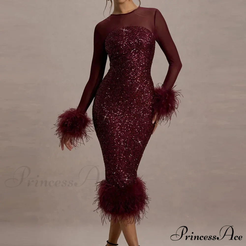 Sequin Mesh Backless Casual Party Dress