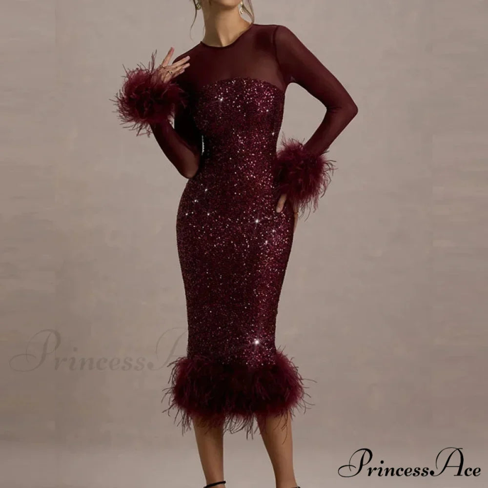 Sequin Mesh Backless Casual Party Dress