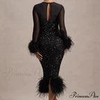 Sequin Mesh Backless Casual Party Dress