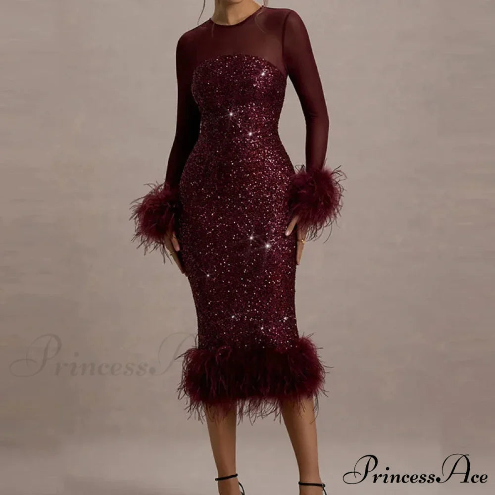 Sequin Mesh Backless Casual Party Dress