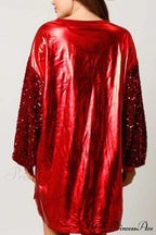 Sequin Sleeve Letter Graphic Dress