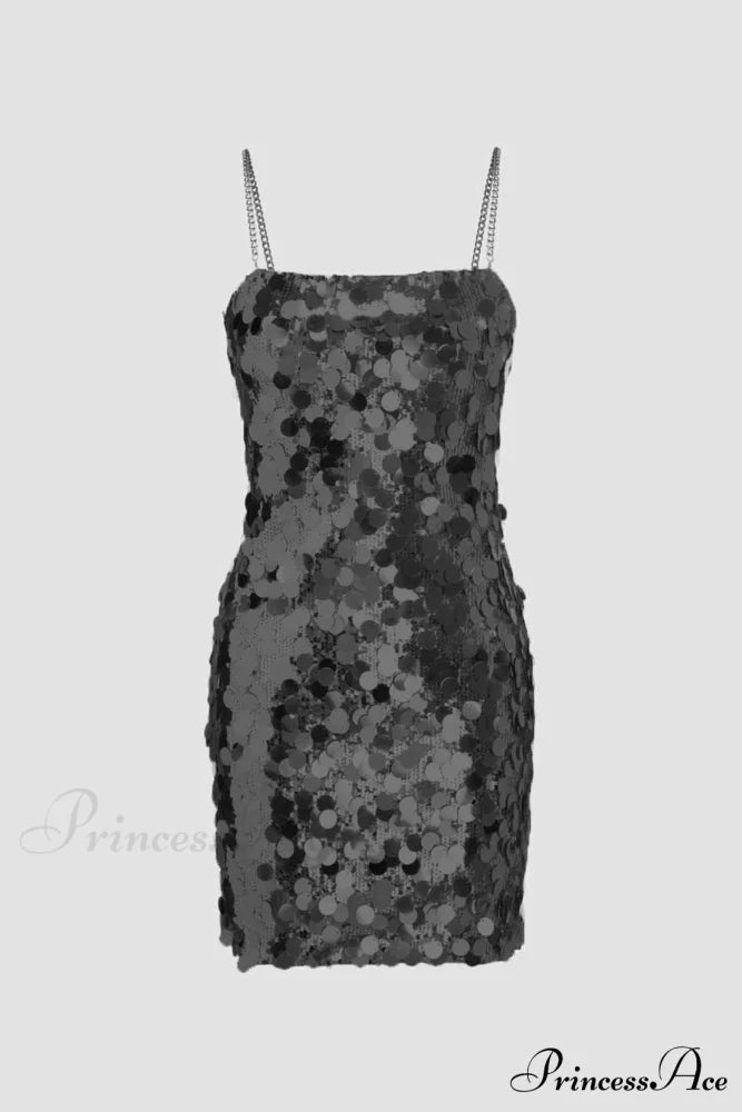 Sequin Sleeveless Chain Mini Dress