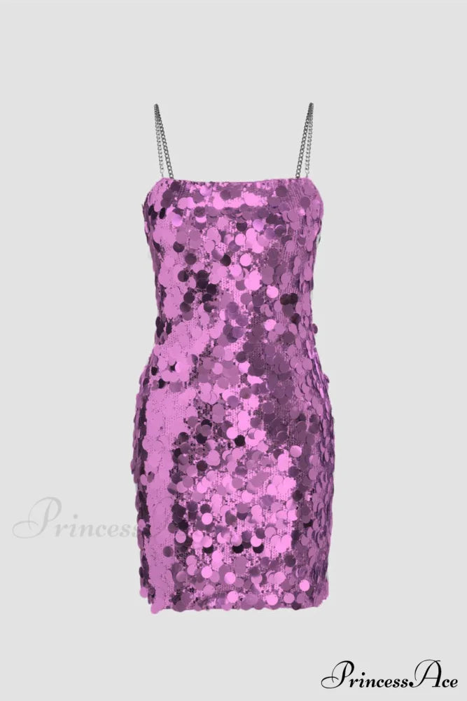Sequin Sleeveless Chain Mini Dress
