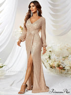 Sequin Surplice Party Dress