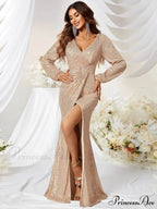 Sequin Surplice Party Dress