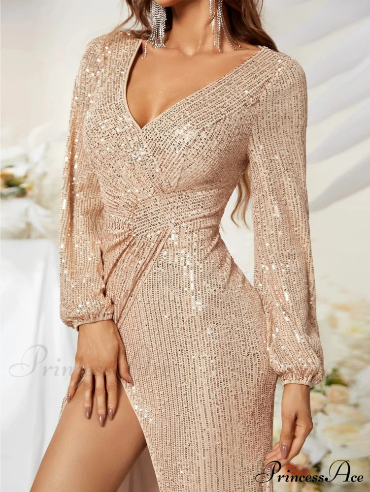 Sequin Surplice Party Dress
