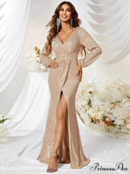 Sequin Surplice Party Dress