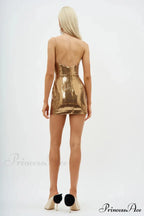 Sequin Wrap Hip Evening Party Dress