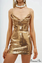 Sequin Wrap Hip Evening Party Dress