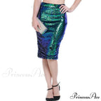 Sequin Zipper Package Hip Slim Pencil Skirt