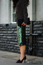 Sequin Zipper Package Hip Slim Pencil Skirt
