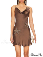 Sequined Starfish Print Charming Patchwork Mini Dress